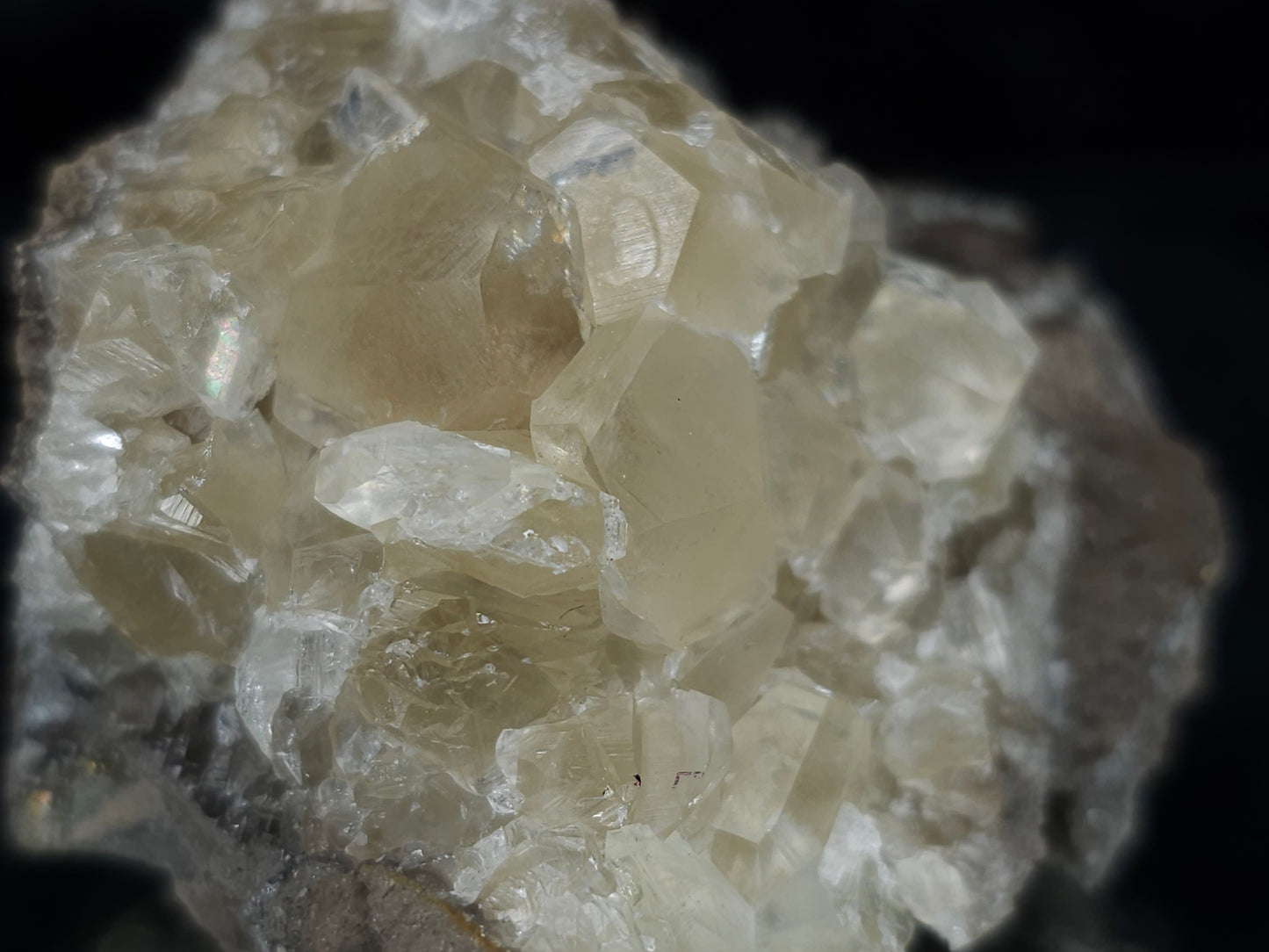 #33980 Super clear Nailhead Spar Calcite cluster and Chalcopyrite ore and multiple small fossils in the matrix