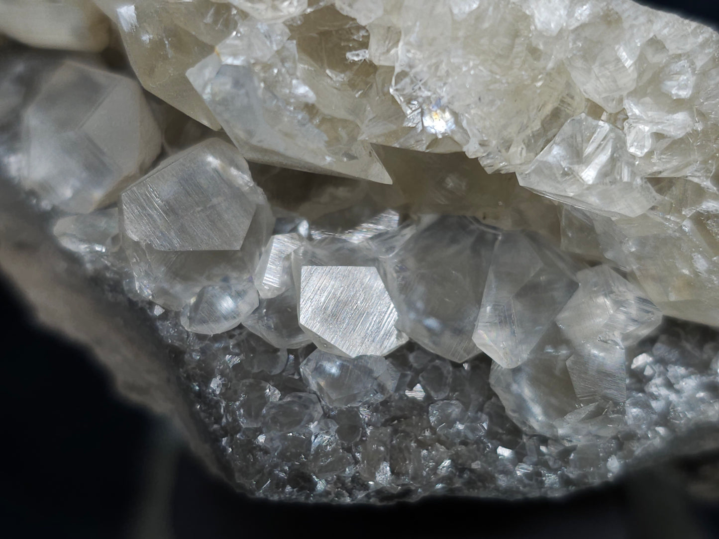 #33985 Super clear Nailhead Spar Calcite cluster and Chalcopyrite ore and multiple small fossils in the matrix