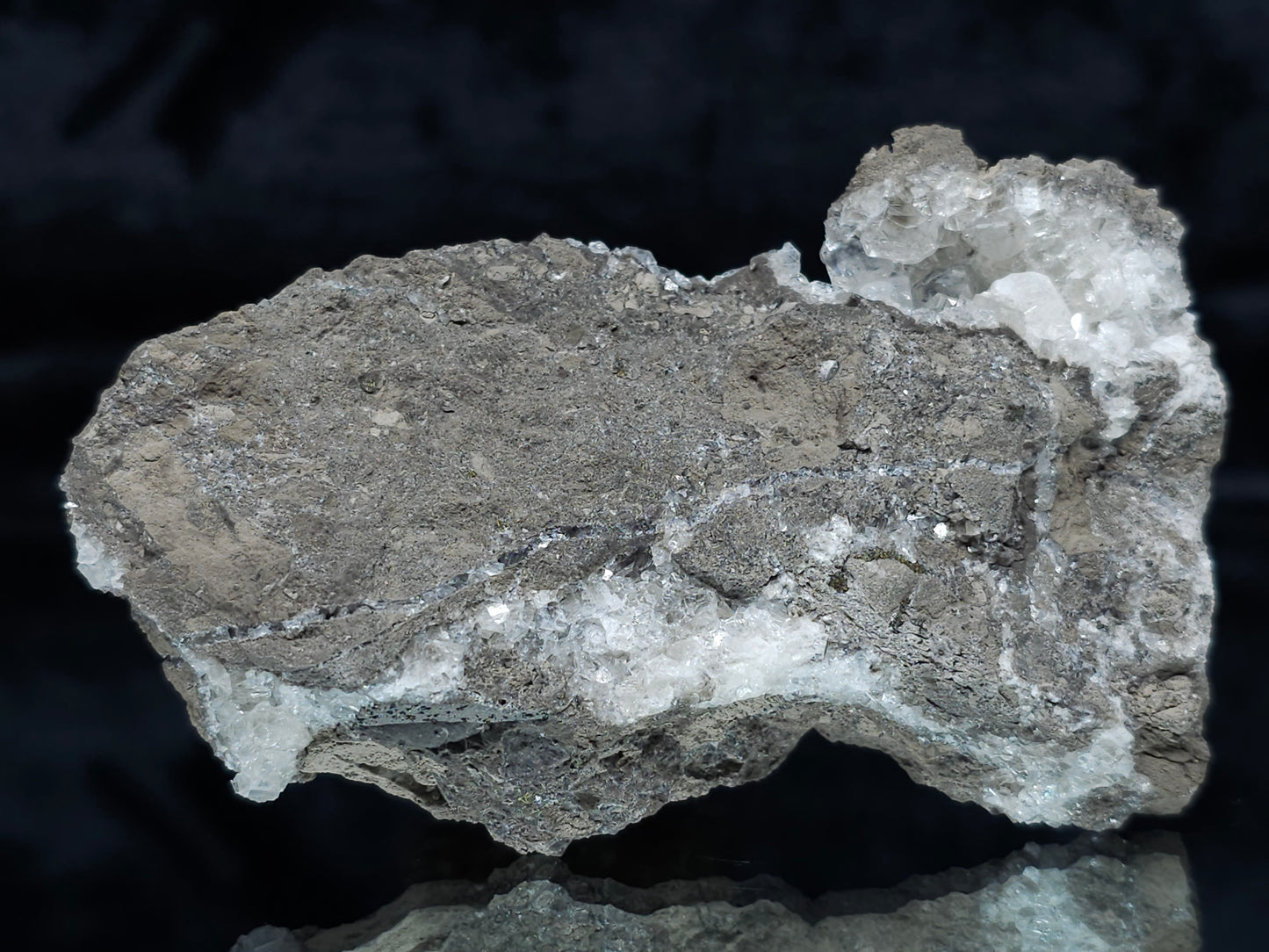 #33990 Super clear Nailhead Spar Calcite cluster and Chalcopyrite ore and multiple small fossils in the matrix