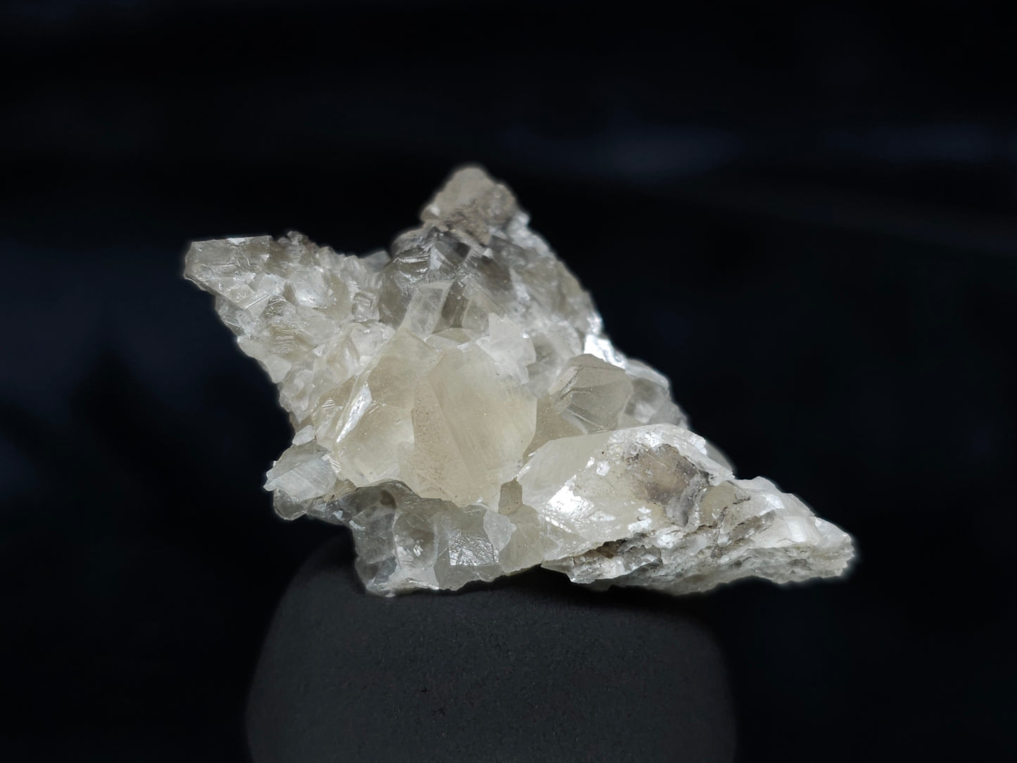 #33992 Super clear Nailhead Spar Calcite cluster and Chalcopyrite ore and multiple small fossils in the matrix