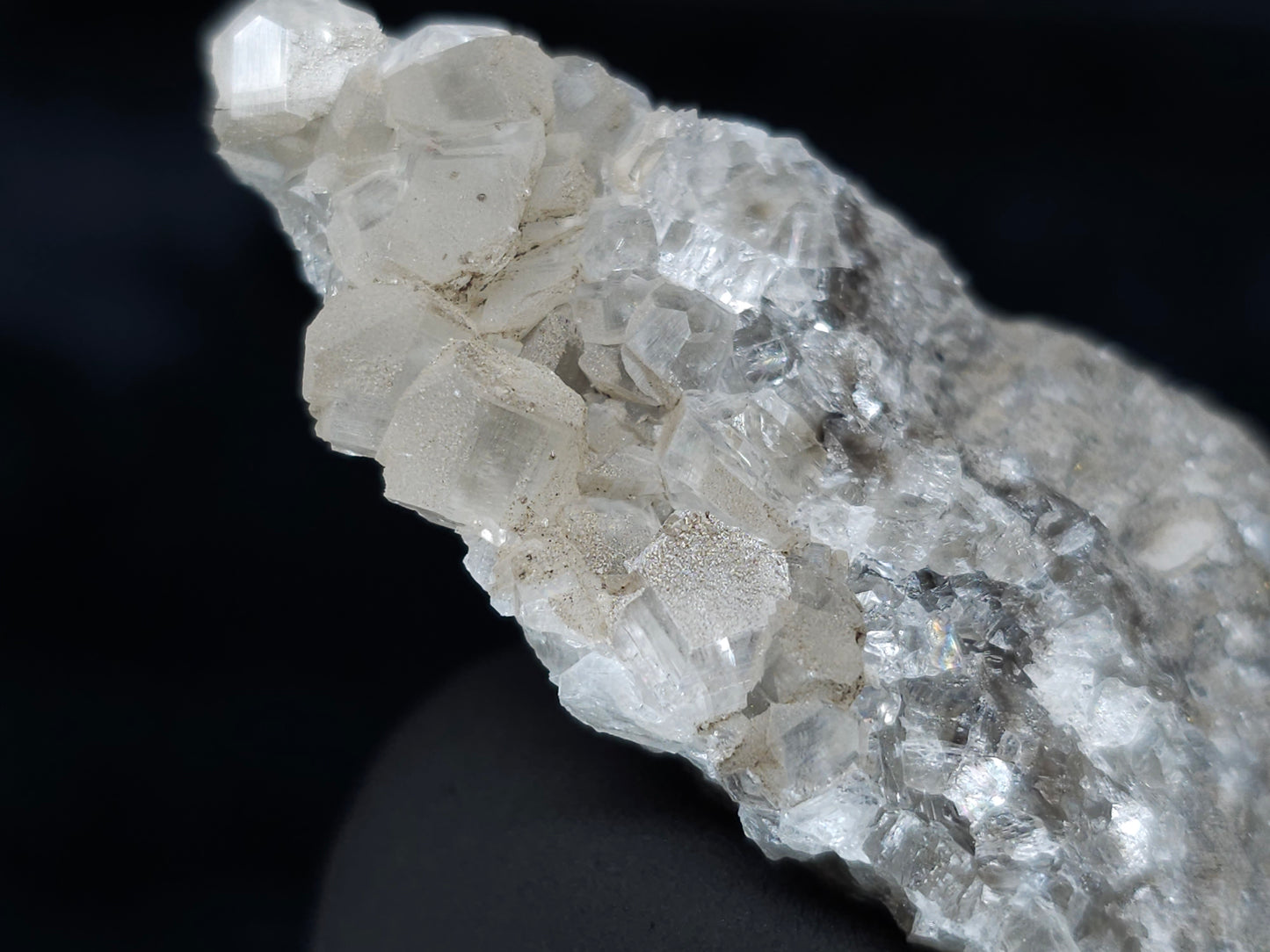 #33999 Double phantom Nailhead Spar Calcite tiny cluster with Chalcopyrite ore and multiple small fossils in the matrix
