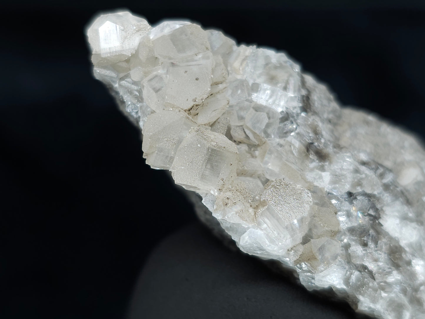 #33999 Double phantom Nailhead Spar Calcite tiny cluster with Chalcopyrite ore and multiple small fossils in the matrix