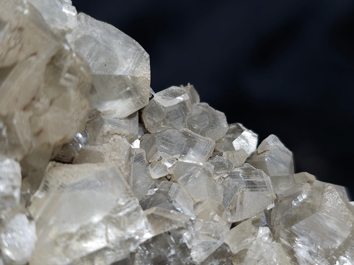 #34010 Super clear Nailhead Spar Calcite geode and Chalcopyrite ore and multiple small fossils in the matrix