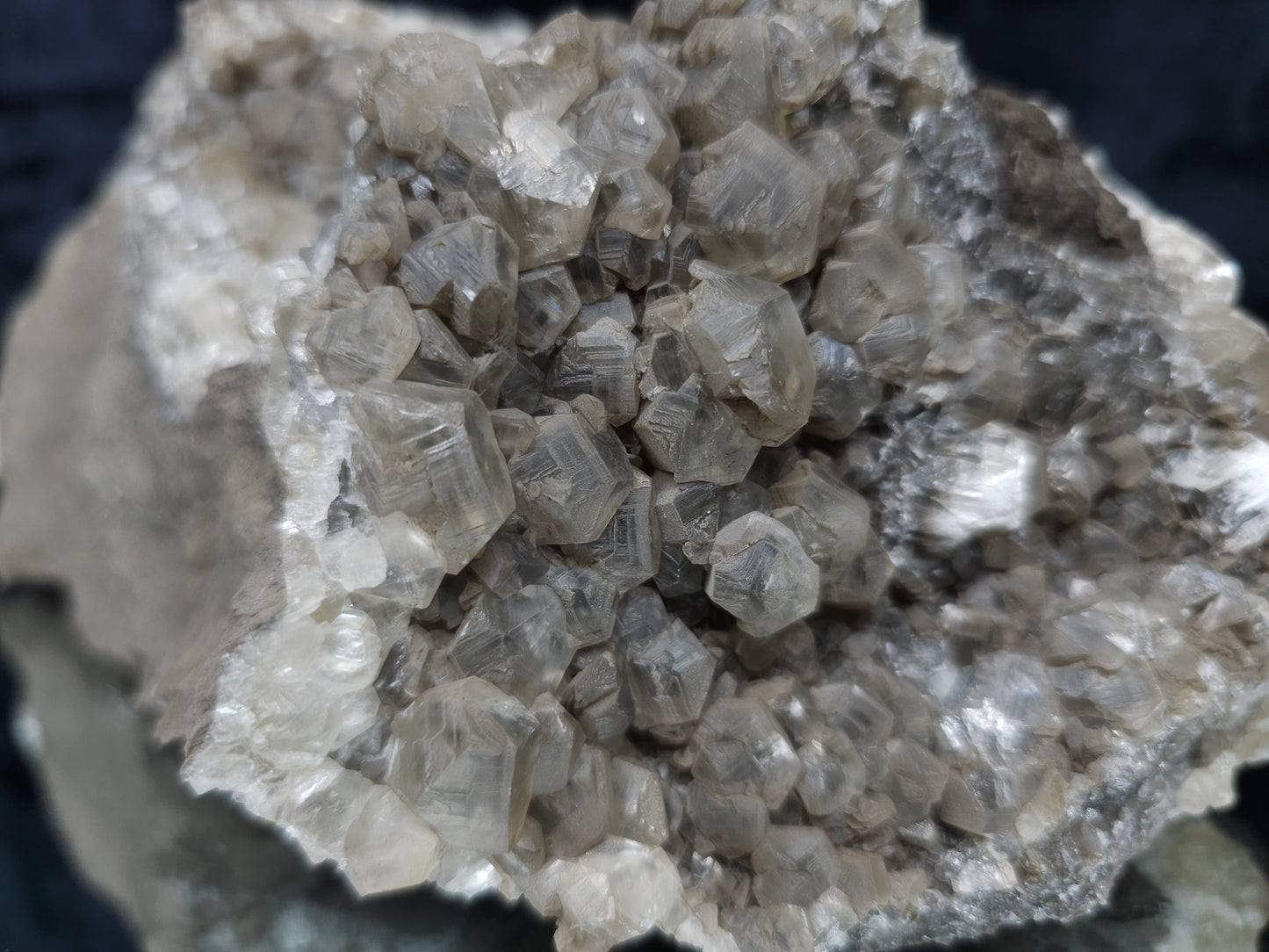 #34017 Double phantom Nailhead Spar Calcite cluster with Chalcopyrite ore and multiple small fossils in the matrix