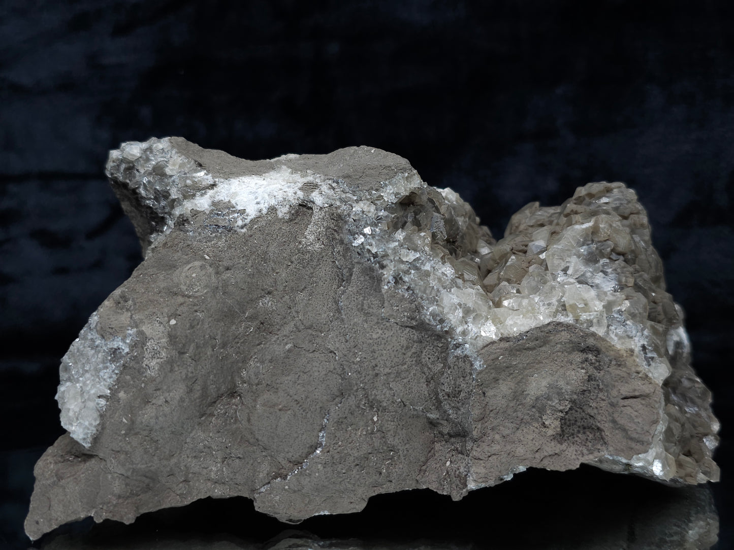 #34017 Double phantom Nailhead Spar Calcite cluster with Chalcopyrite ore and multiple small fossils in the matrix