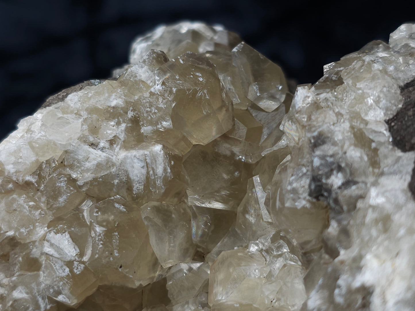 #34017 Double phantom Nailhead Spar Calcite cluster with Chalcopyrite ore and multiple small fossils in the matrix