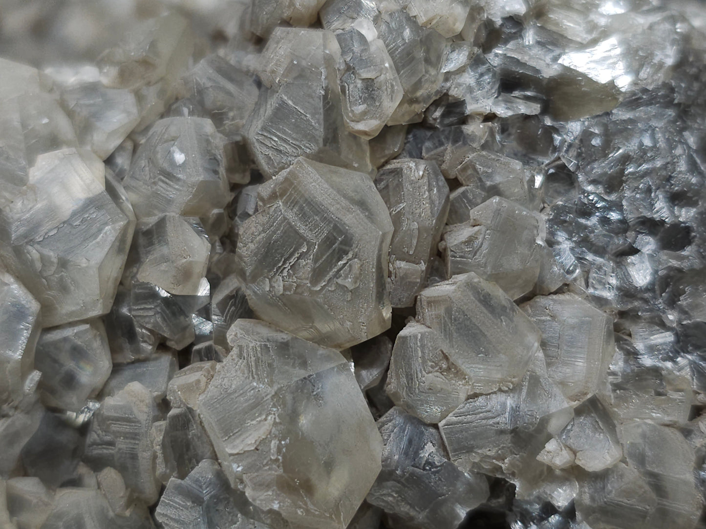 #34017 Double phantom Nailhead Spar Calcite cluster with Chalcopyrite ore and multiple small fossils in the matrix