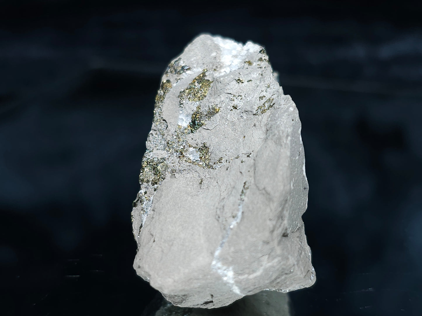 #66035 Chalcopyrite ore with small Calcite lines and multiple fossils