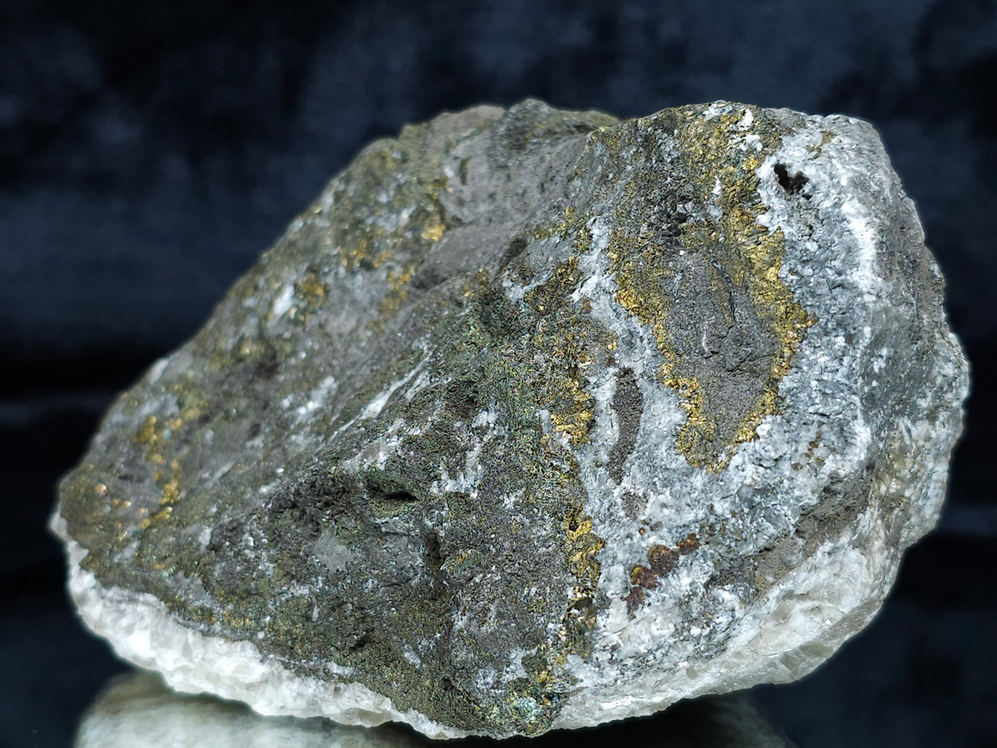 #66045 Super clear Nailhead Spar Calcite geode and hydrothermal deposit formation, iridescent golden Chalcopyrite ore, Marcasite, multiple fossils