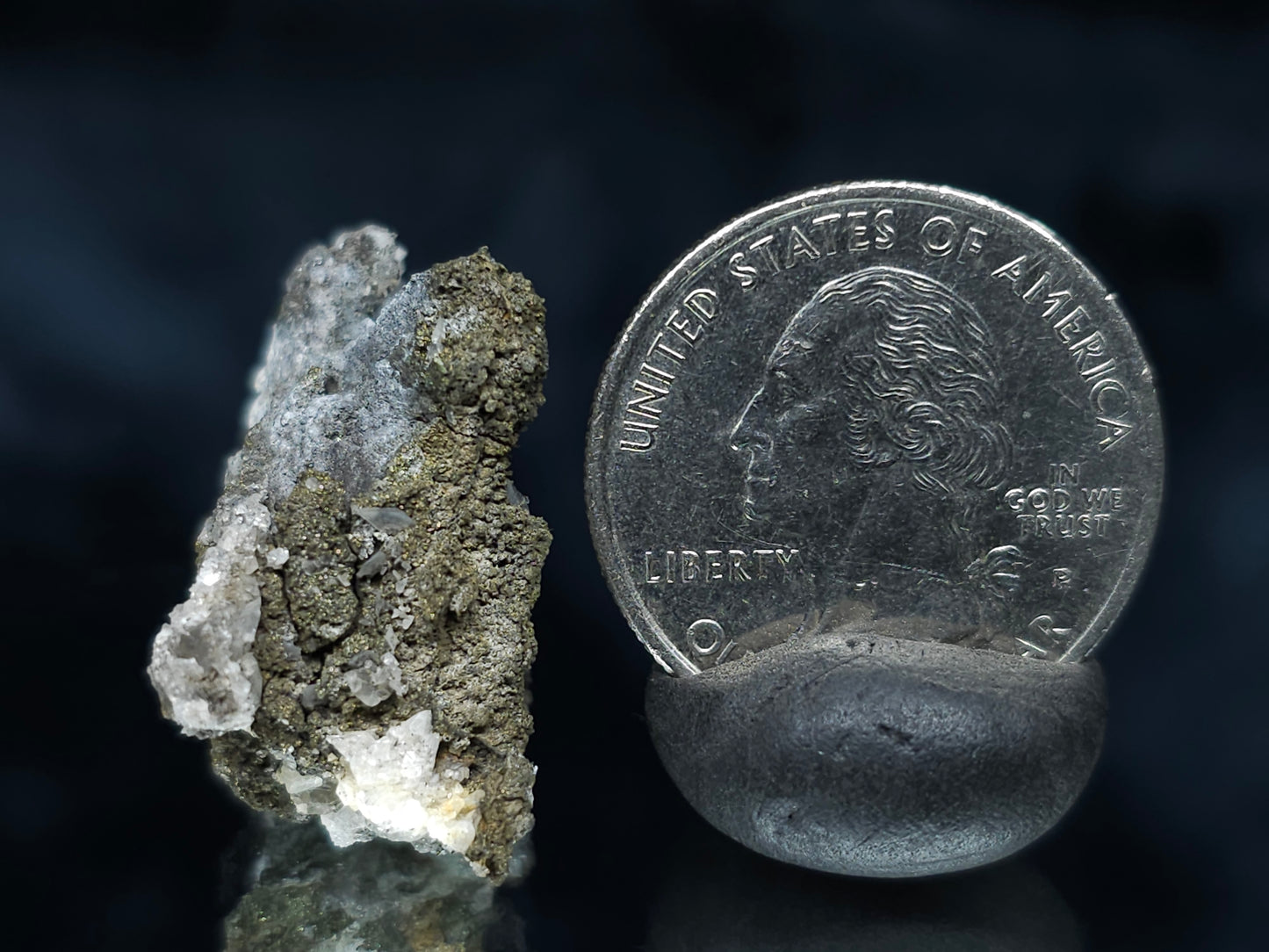 #66114 Clear Nailhead Spar Calcite on hydrothermal Chalcopyrite ore on multiple small fossils