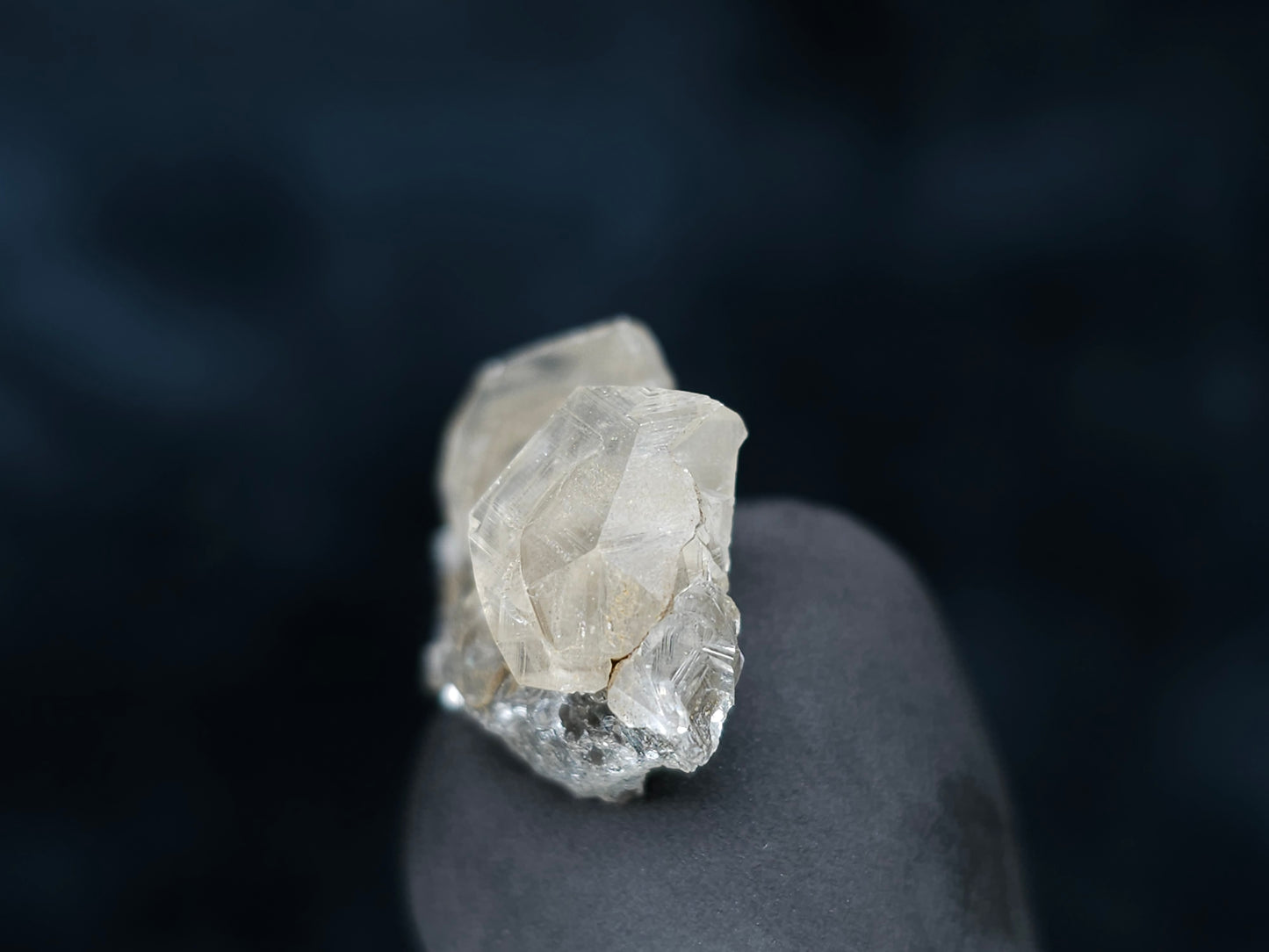 #33543 Double phantom Nailhead Spar Calcite tiny cluster with Chalcopyrite ore and multiple small fossils in the matrix