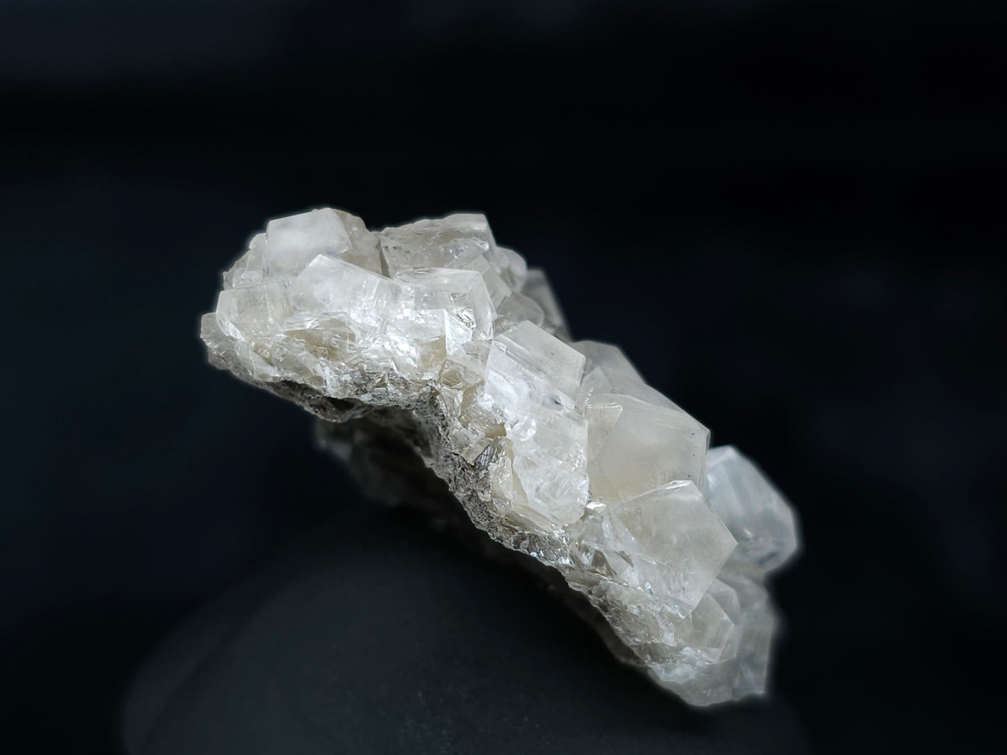 #33637 Super clear Nailhead Spar Calcite tiny cluster and Chalcopyrite ore and multiple small fossils in the matrix