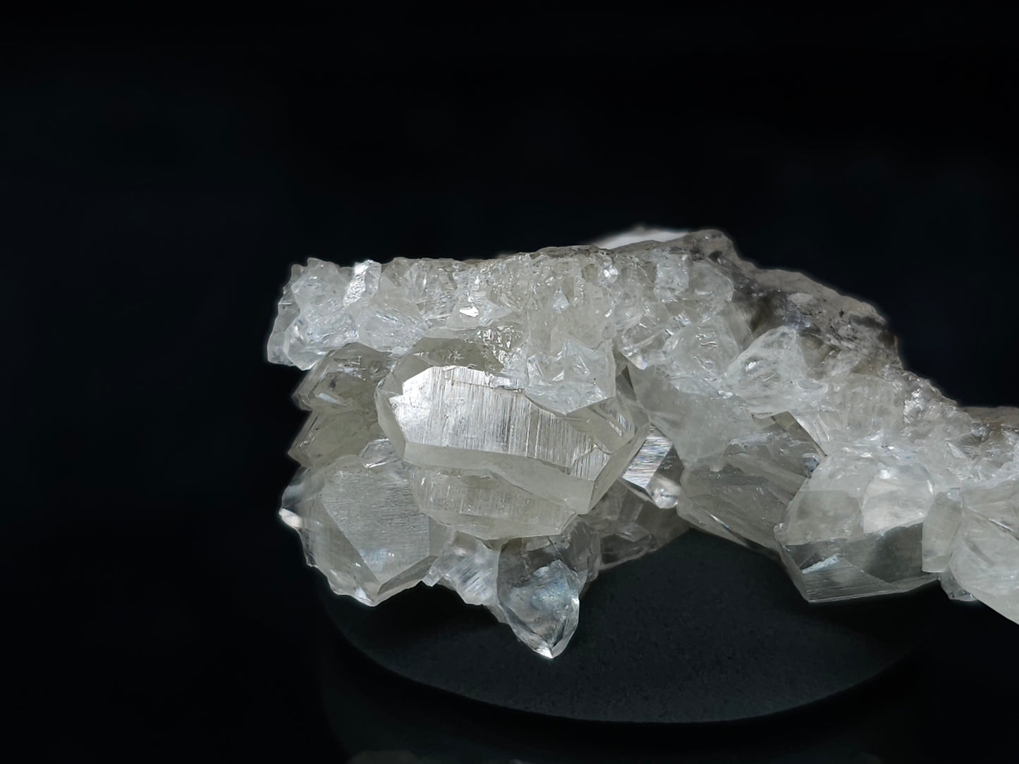 #33642 Super clear Nailhead Spar Calcite tiny cluster and Chalcopyrite ore and multiple small fossils in the matrix