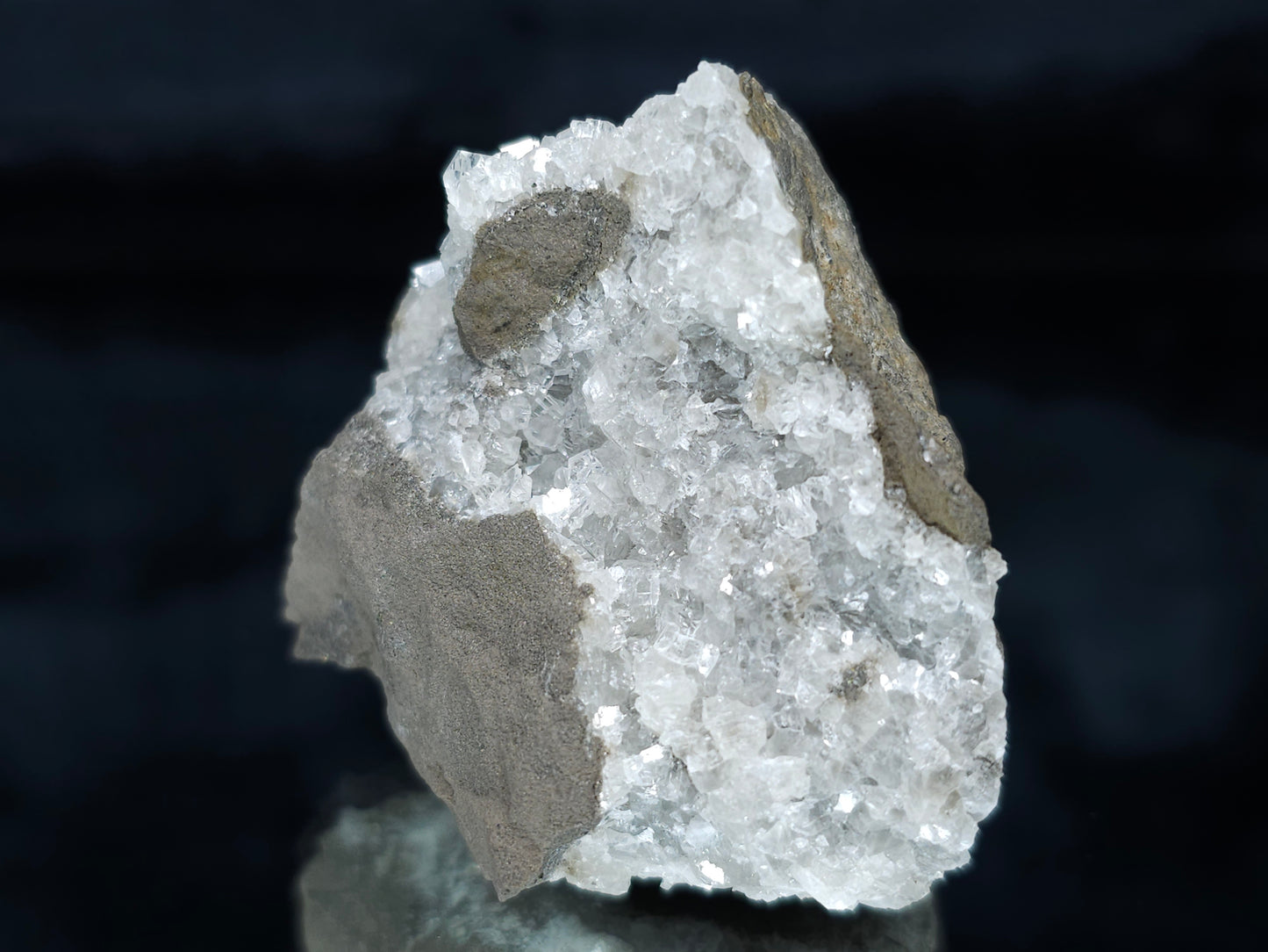 #33659 Super clear Nailhead Spar Calcite cluster and Chalcopyrite ore and multiple small fossils in the matrix