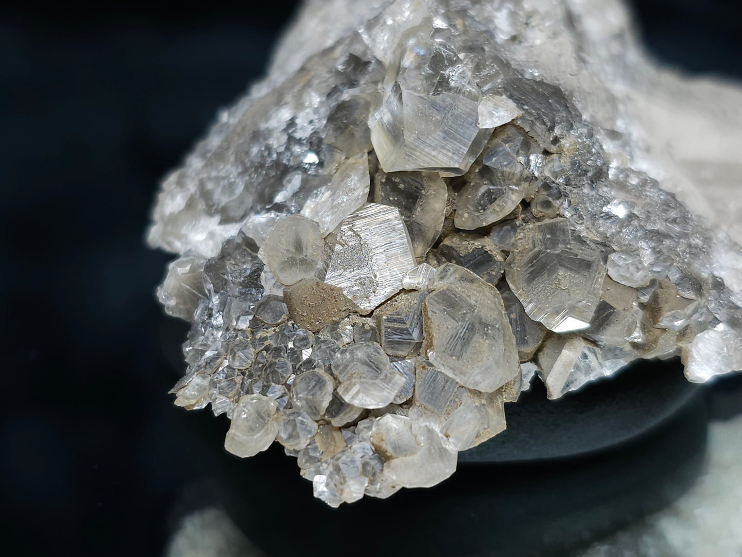 #33666 Double phantom Nailhead Spar Calcite cluster with Chalcopyrite ore and multiple small fossils in the matrix