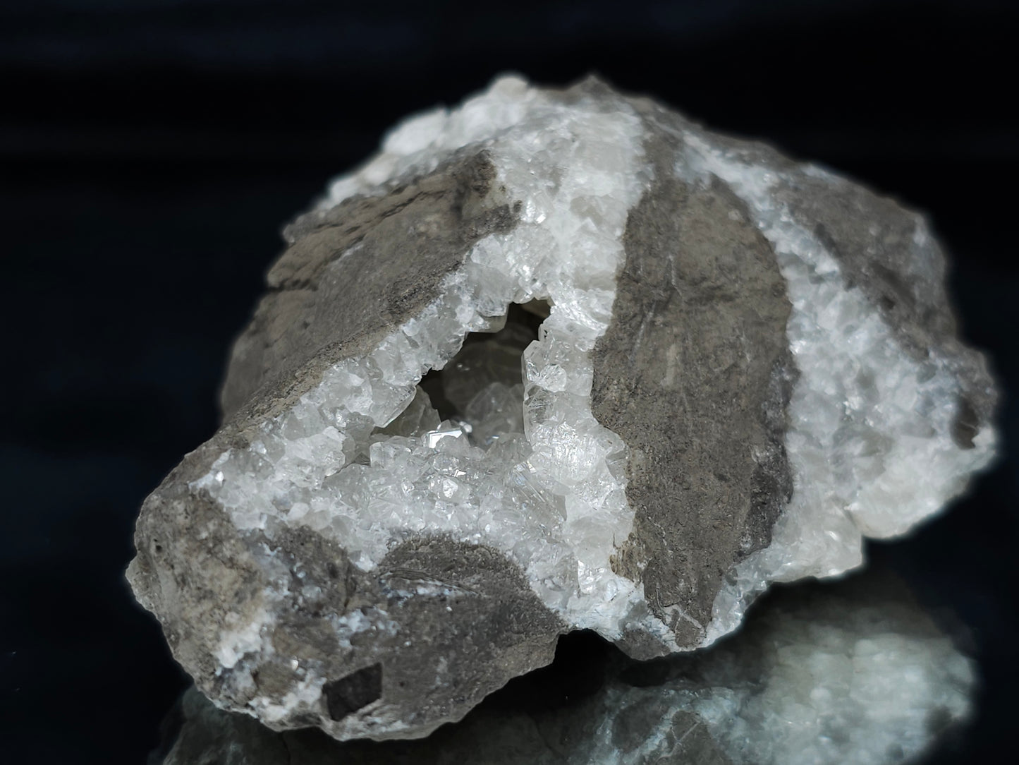 #33683 Super clear Nailhead Spar Calcite geode and awesome fossils in the matrix