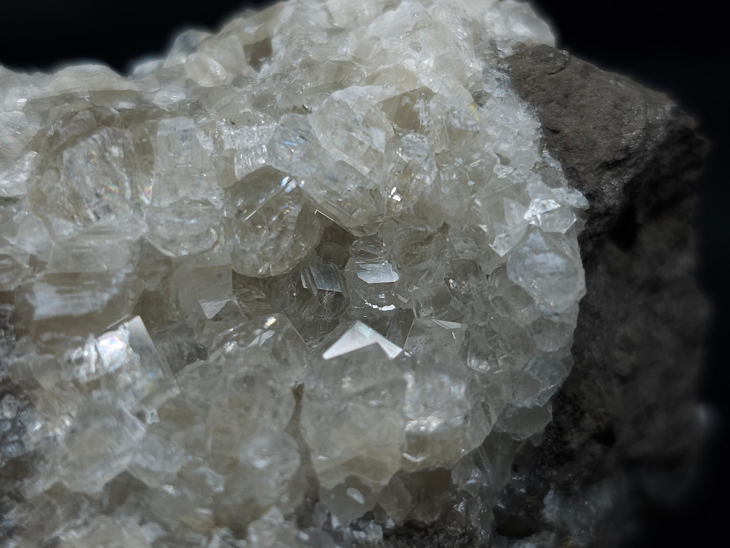 #33686 Super clear Nailhead Spar Calcite cluster and Chalcopyrite ore and multiple small fossils in the matrix