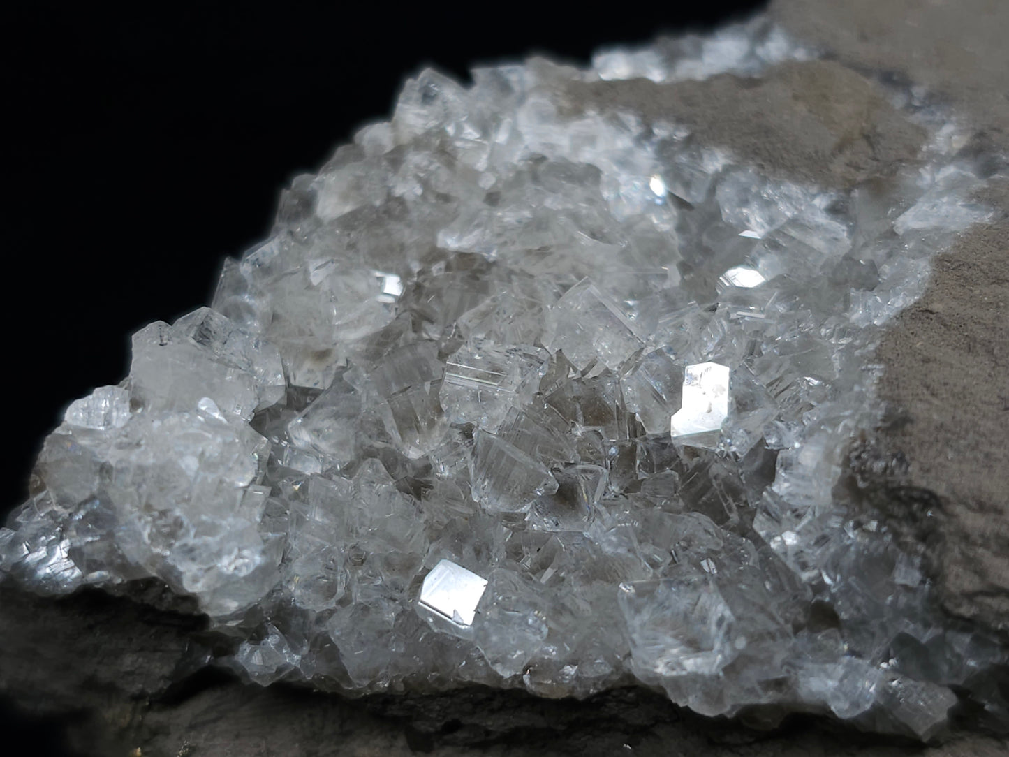 #33687 Super clear Nailhead Spar Calcite cluster and Chalcopyrite ore and multiple small fossils in the matrix