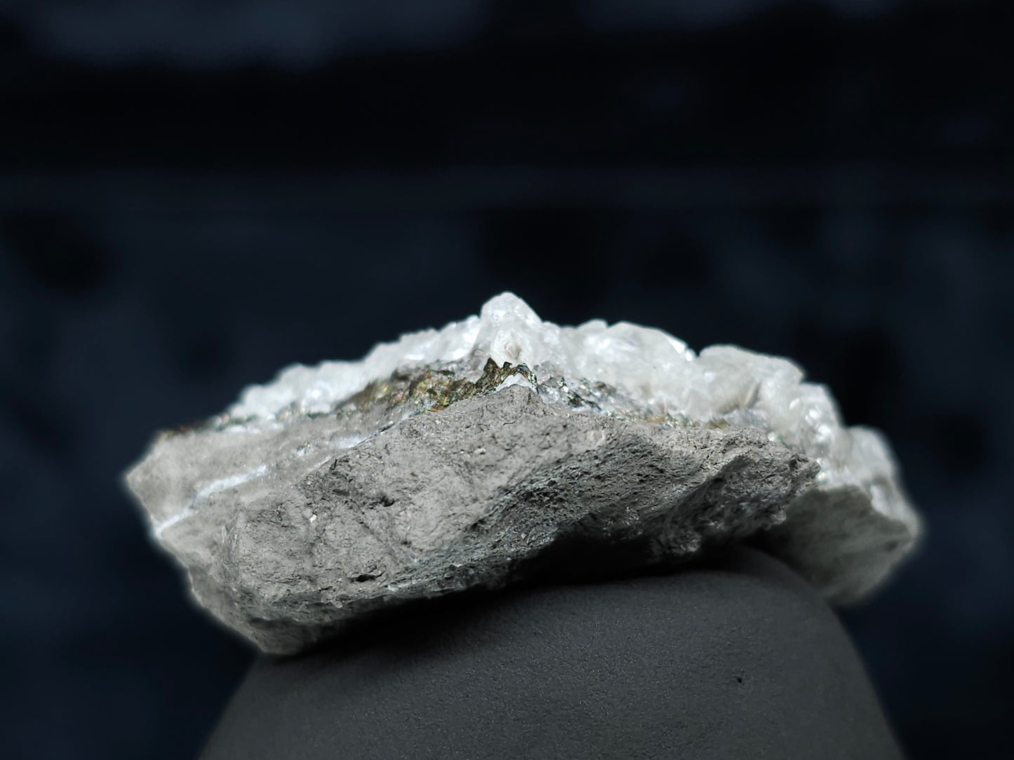 #35933 Super clear Nailhead Spar Calcite cluster, Chalcopyrite ore and multiple small fossils in the matrix