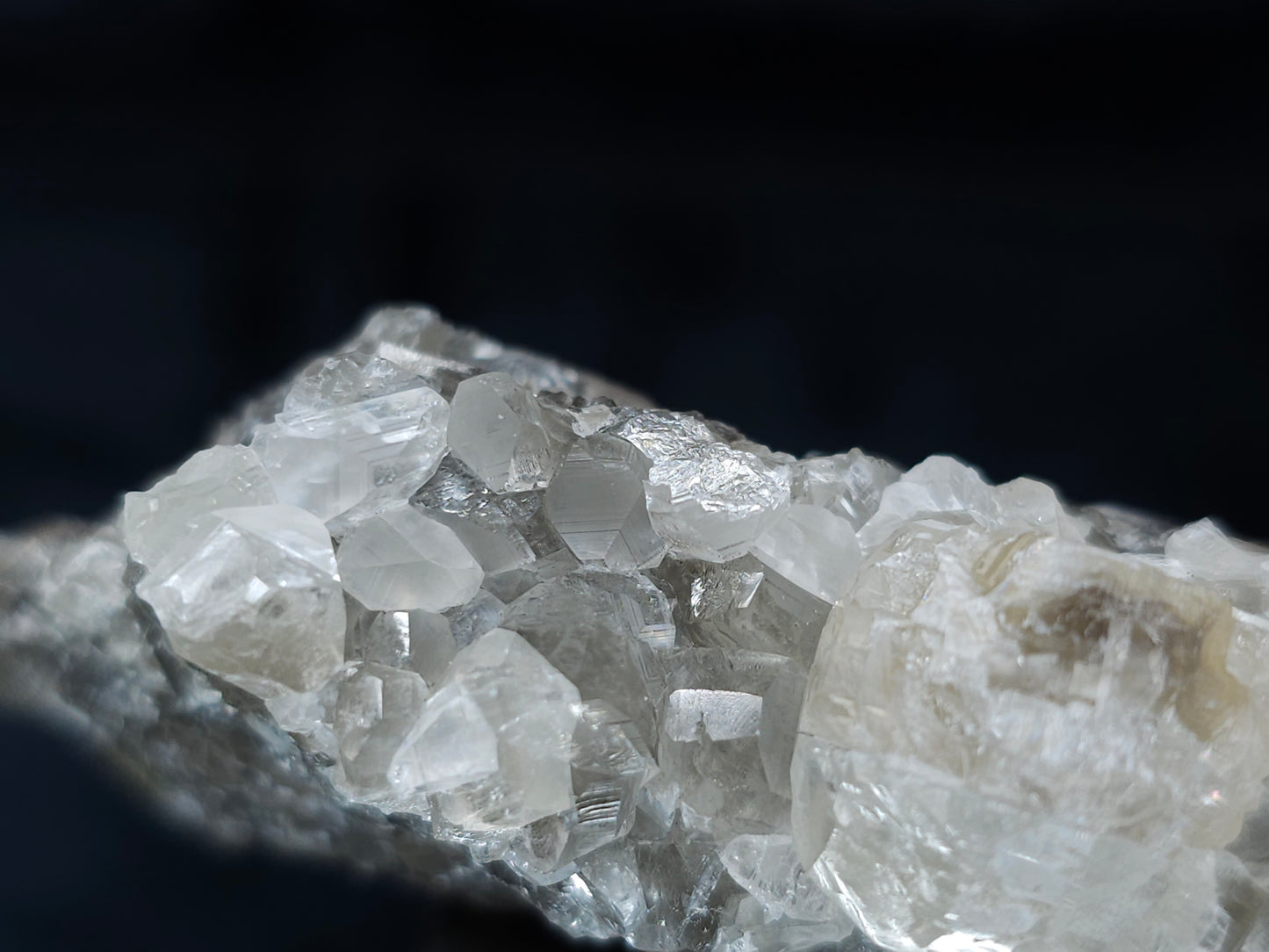 #35942 Super clear Nailhead Spar Calcite cluster, Chalcopyrite ore and multiple small fossils in the matrix
