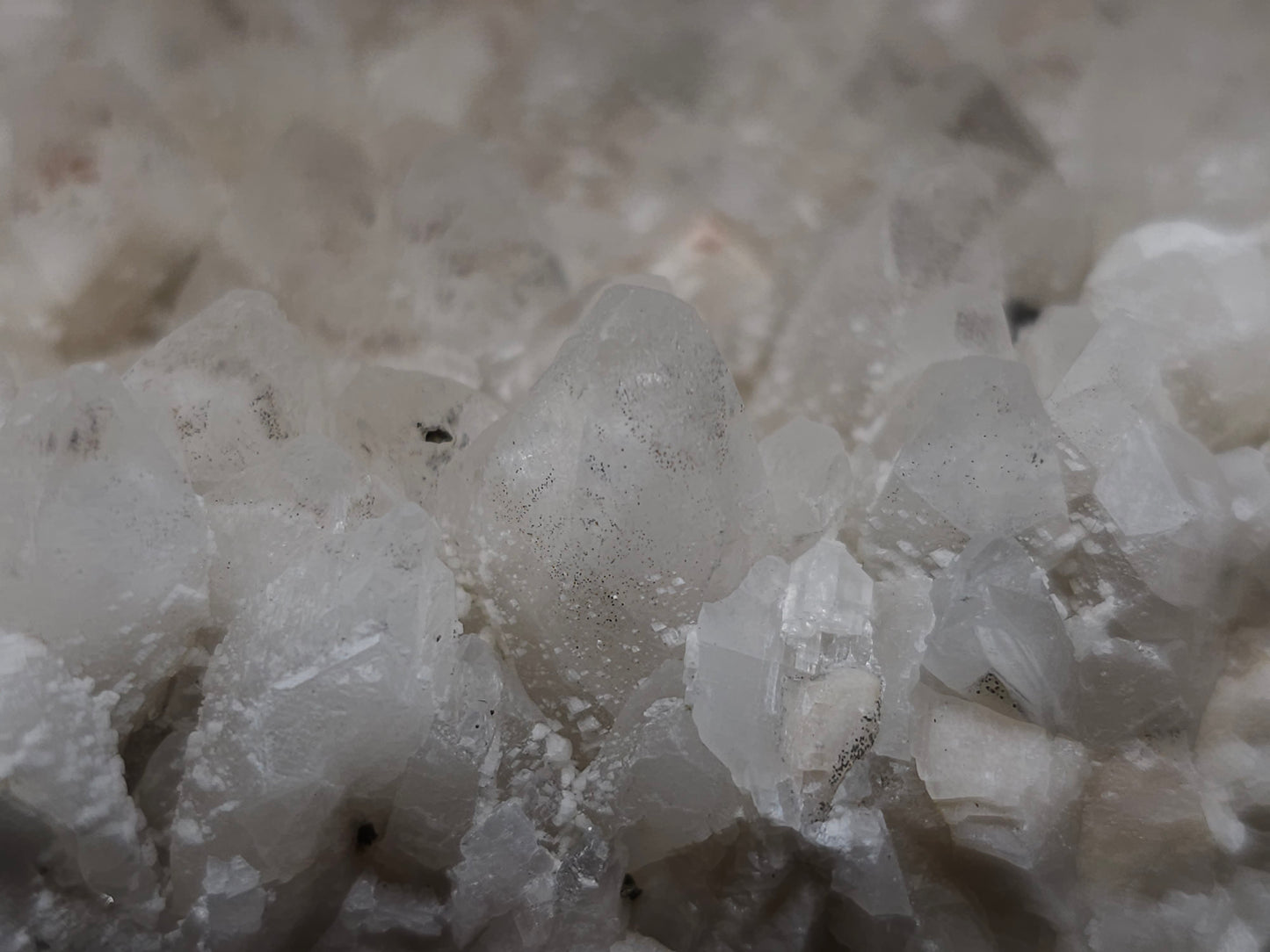 #11027 Clear Combined form Calcite cluster with Hematite phantom inclusions