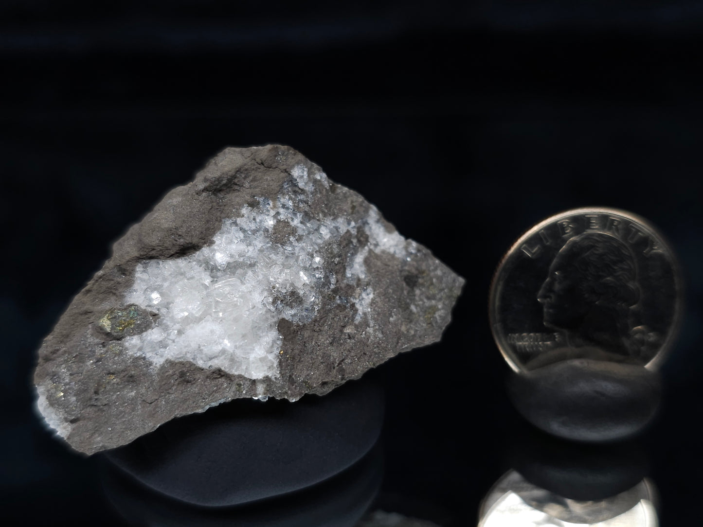 #36616 Super clear Nailhead Spar Calcite and Chalcopyrite ore and multiple small fossils in the matrix
