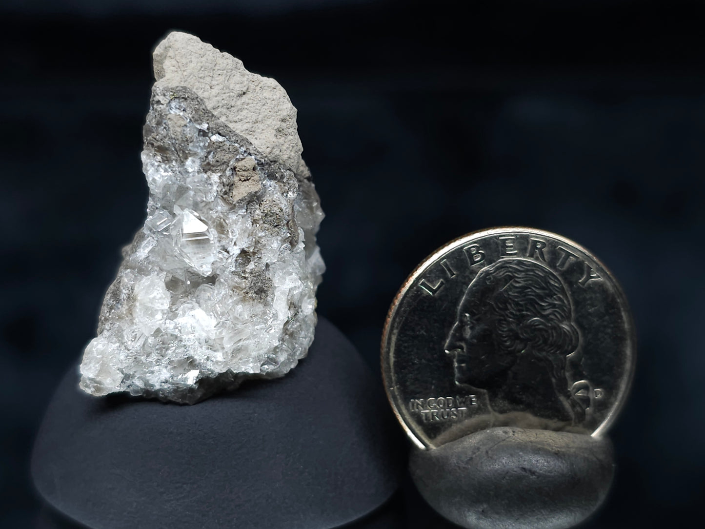 #36655 Super clear Nailhead Spar Calcite and Chalcopyrite ore and multiple small fossils in the matrix