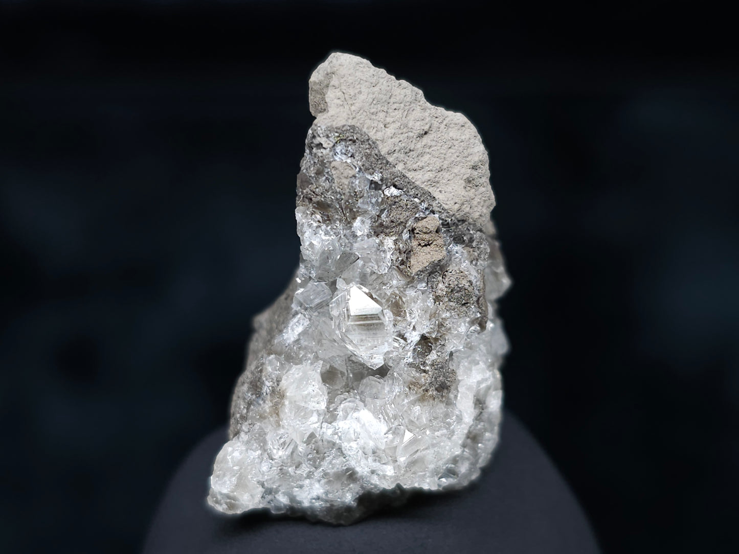 #36655 Super clear Nailhead Spar Calcite and Chalcopyrite ore and multiple small fossils in the matrix