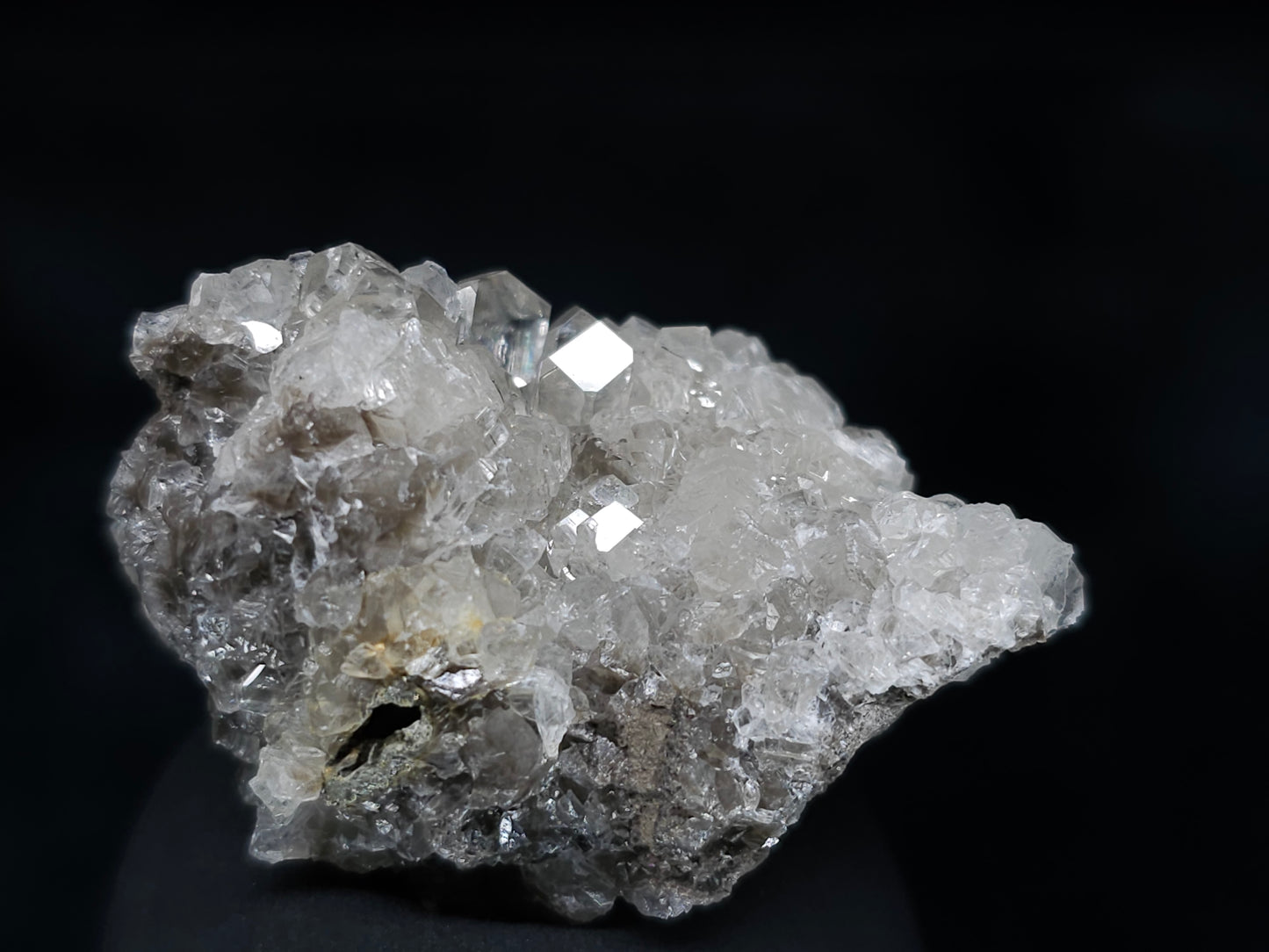 #36660 Super clear Nailhead Spar Calcite and Chalcopyrite ore and multiple small fossils in the matrix