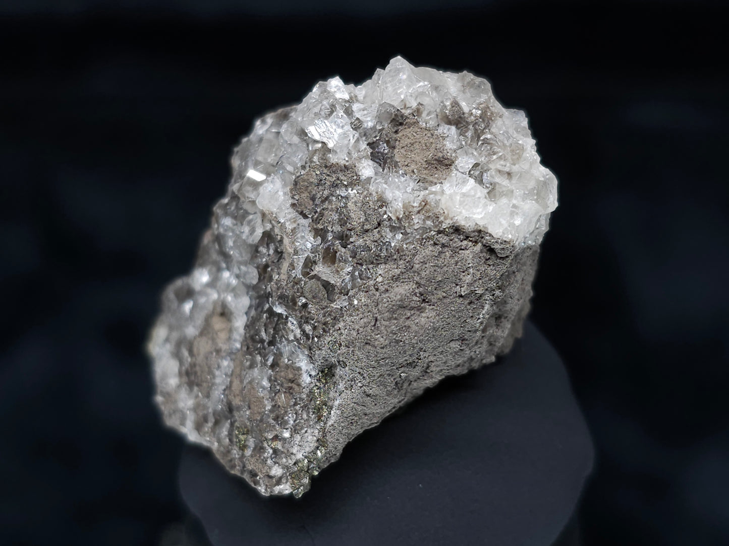 #36669 Super clear Nailhead Spar Calcite and Chalcopyrite ore and multiple small fossils in the matrix