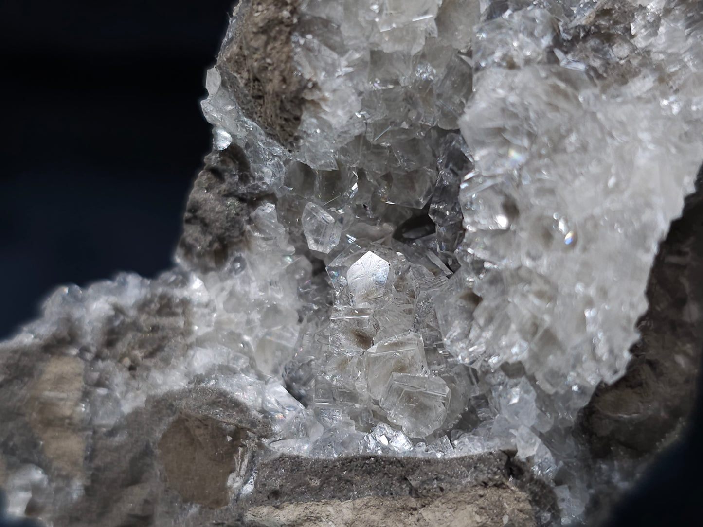 #36672 Super clear Nailhead Spar Calcite and Chalcopyrite ore and multiple small fossils in the matrix