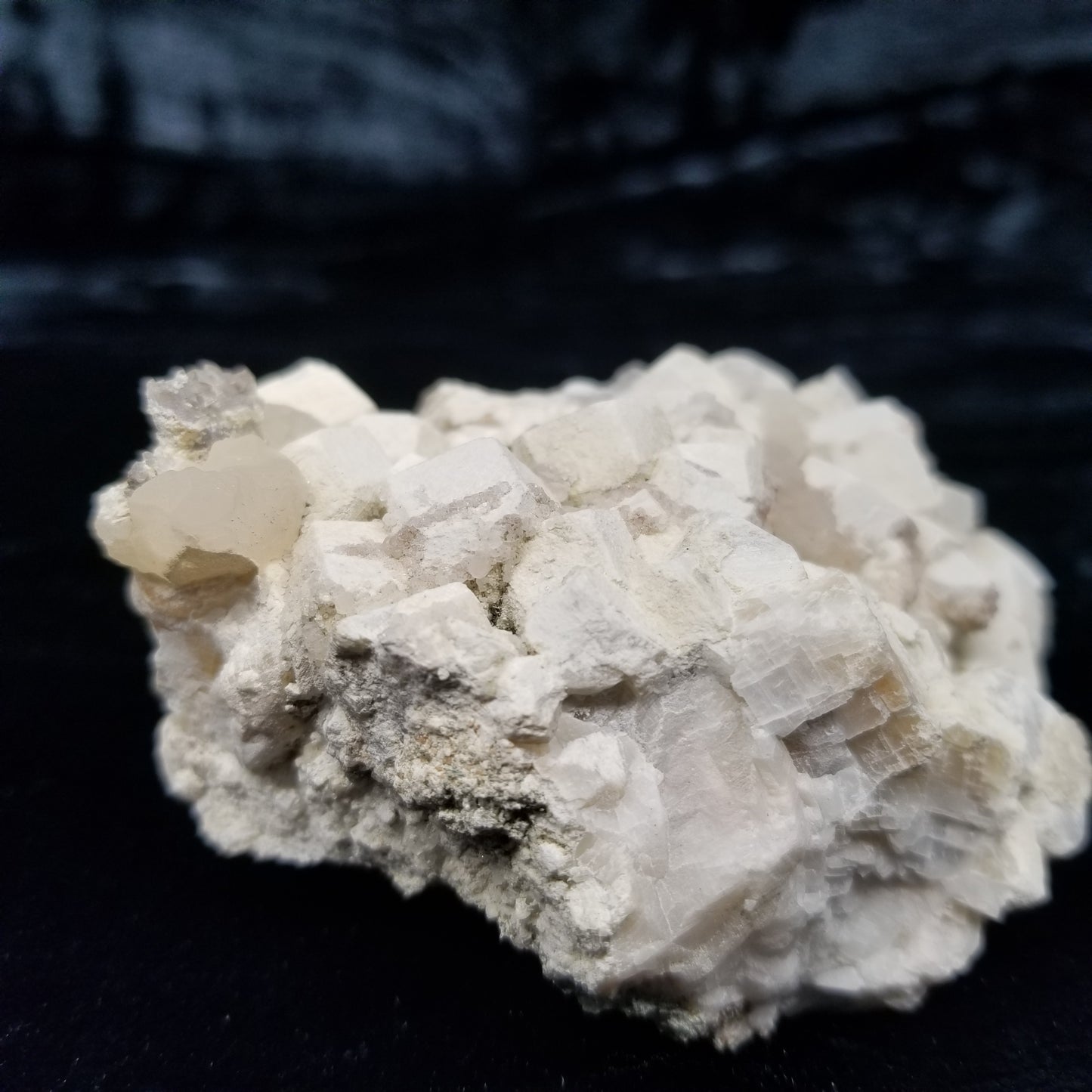 #11032 White Dolomite and Spirit Quartz on Combined form Calcite with multiple formation