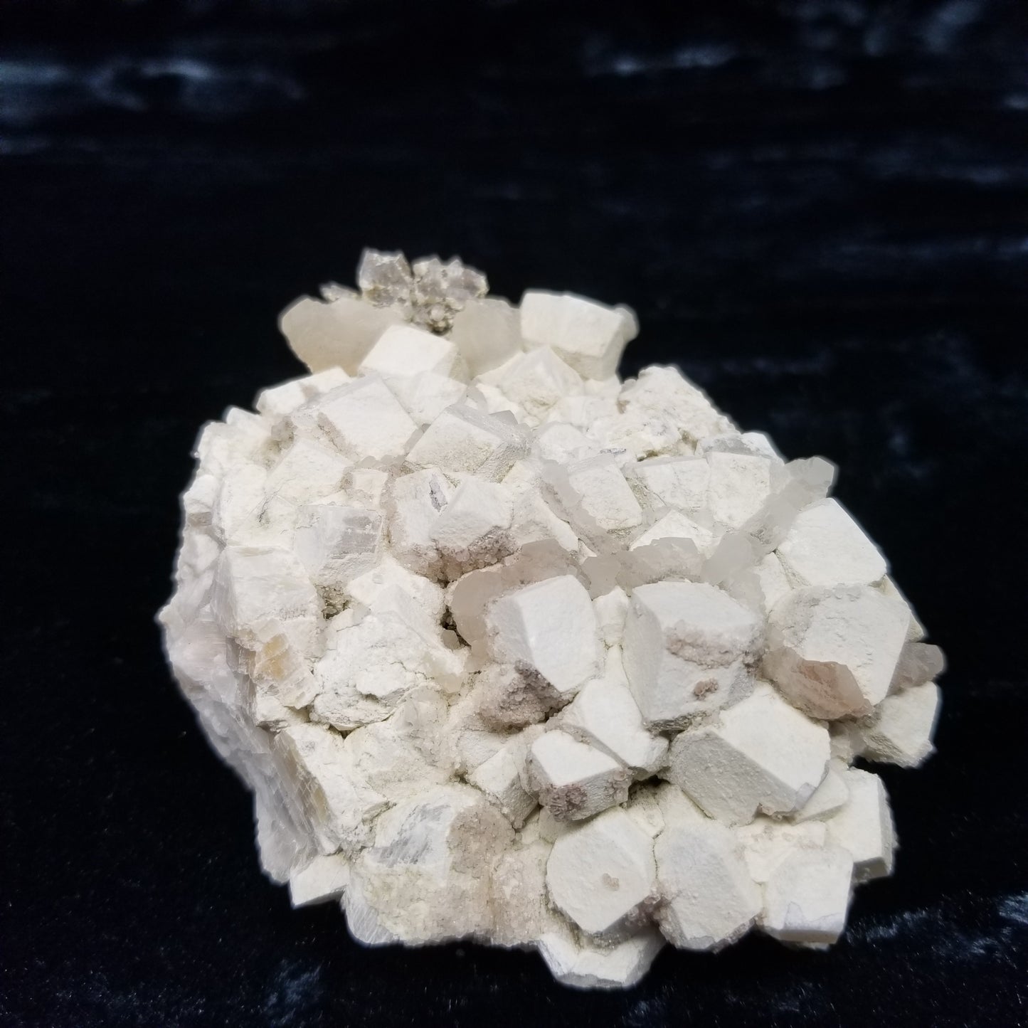 #11032 White Dolomite and Spirit Quartz on Combined form Calcite with multiple formation