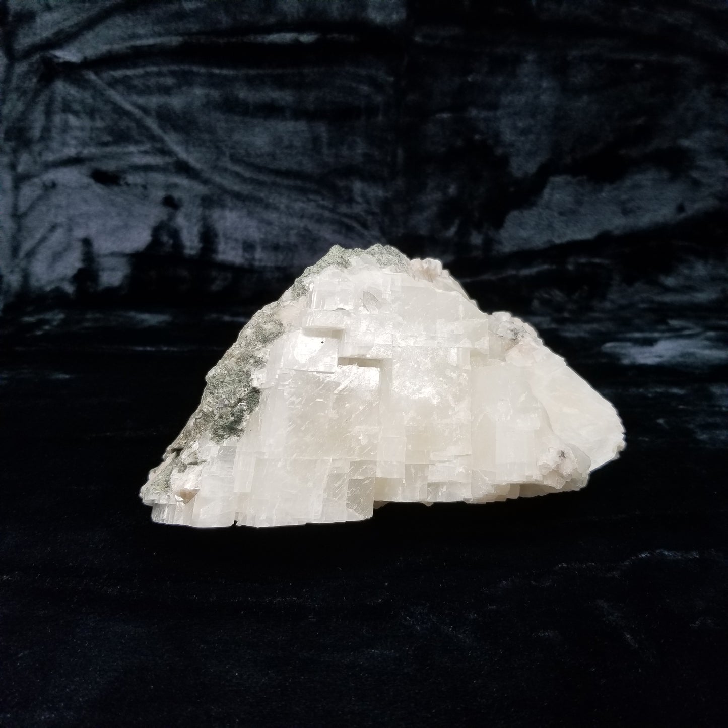 #11036 Chalcopyrite and Spirit Quartz on white Calcite whit Combined form Calcite on Sedimentary matrix.