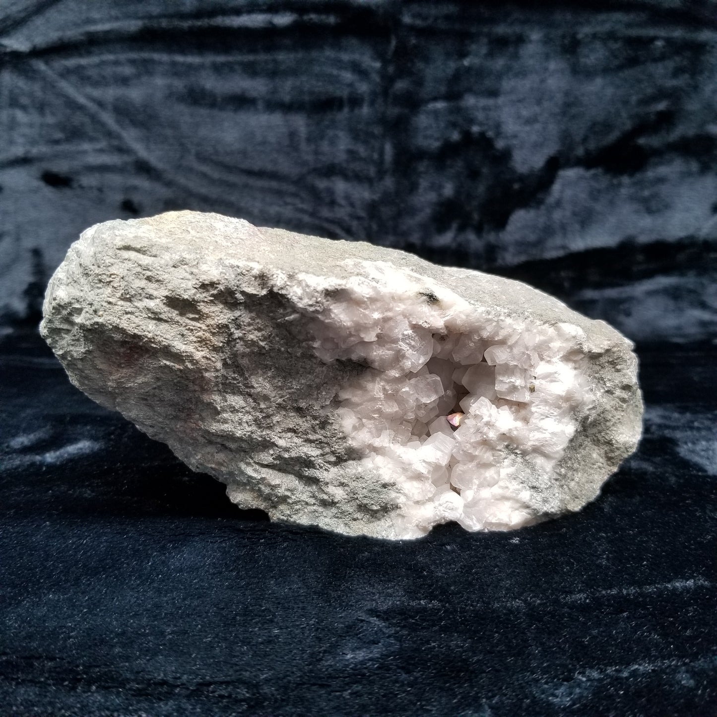 #11043 Gold and pink Chalcopyrite on clear Combined form Calcite