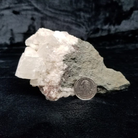 #11044-B White and clear Combined form Calcite with white Calcite block