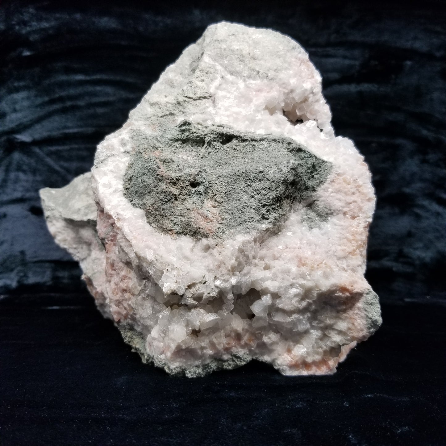 #11047 Clear Combined form Calcite on white and pink Calcite matrix