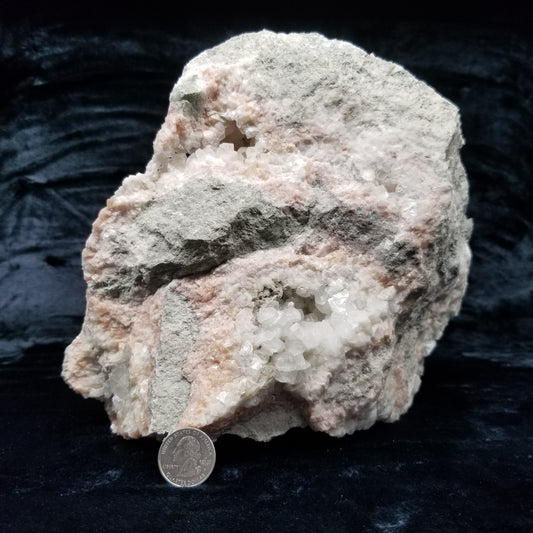 #11047 Clear Combined form Calcite on white and pink Calcite matrix