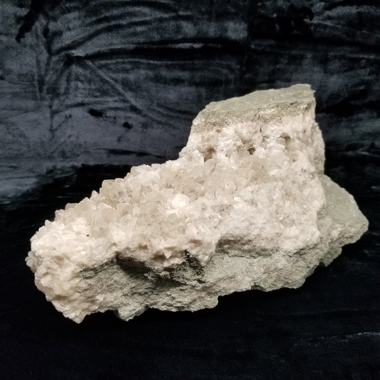 #11048 Dolomite on clear Combined form Calcite cluster with Hematite phantom inclusions