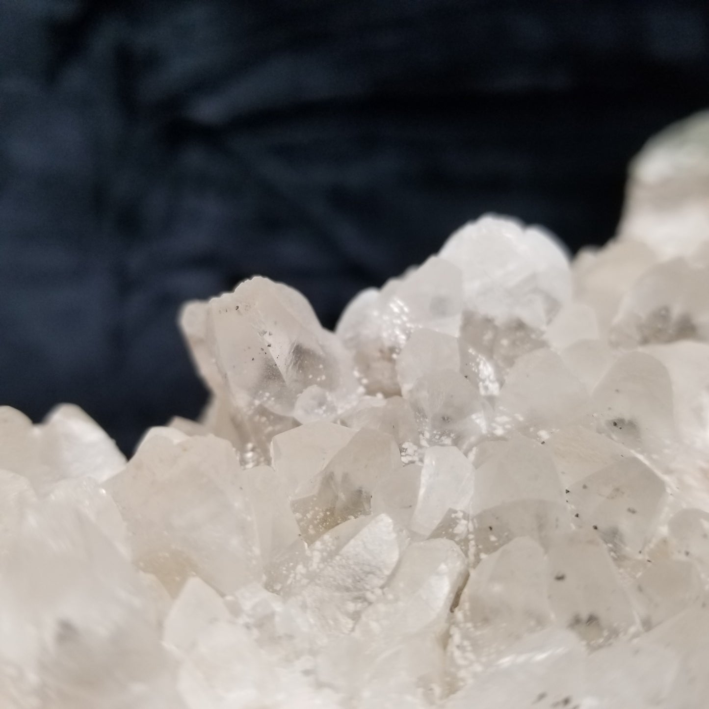#11048 Dolomite on clear Combined form Calcite cluster with Hematite phantom inclusions