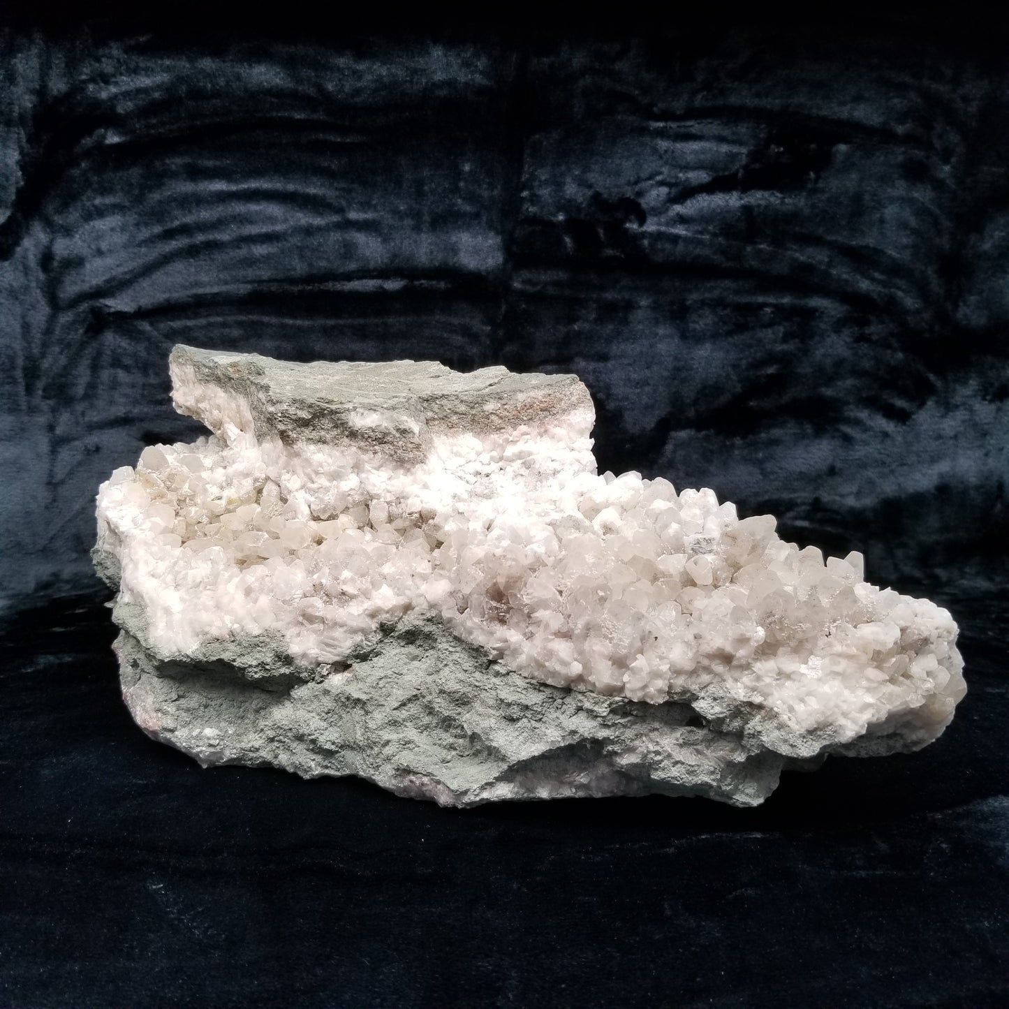 #11048 Dolomite on clear Combined form Calcite cluster with Hematite phantom inclusions