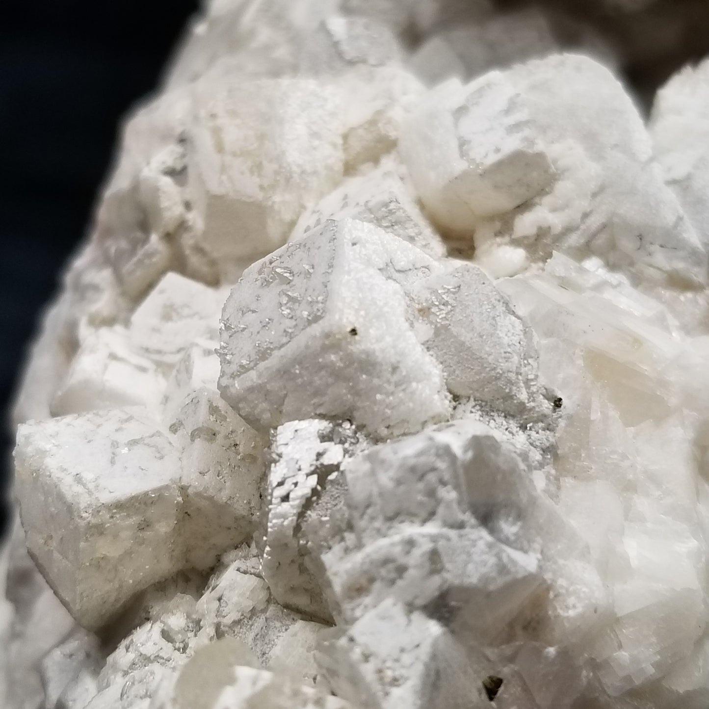 #11048 Dolomite on clear Combined form Calcite cluster with Hematite phantom inclusions
