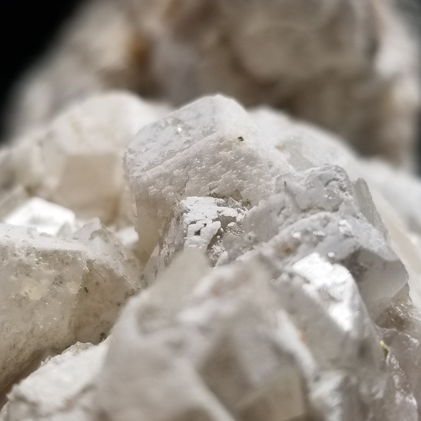 #11048 Dolomite on clear Combined form Calcite cluster with Hematite phantom inclusions