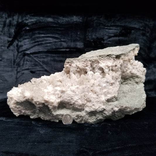 #11048 Dolomite on clear Combined form Calcite cluster with Hematite phantom inclusions