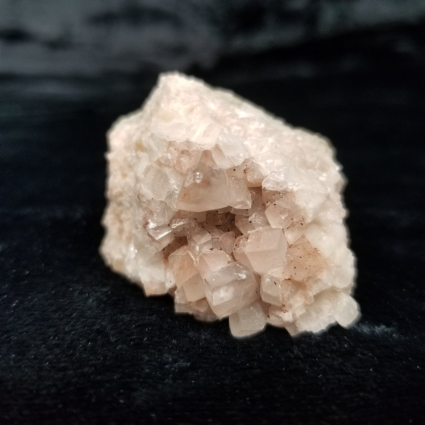 #11049 Hematite on clear Combined form Calcite with Hematite incluisions