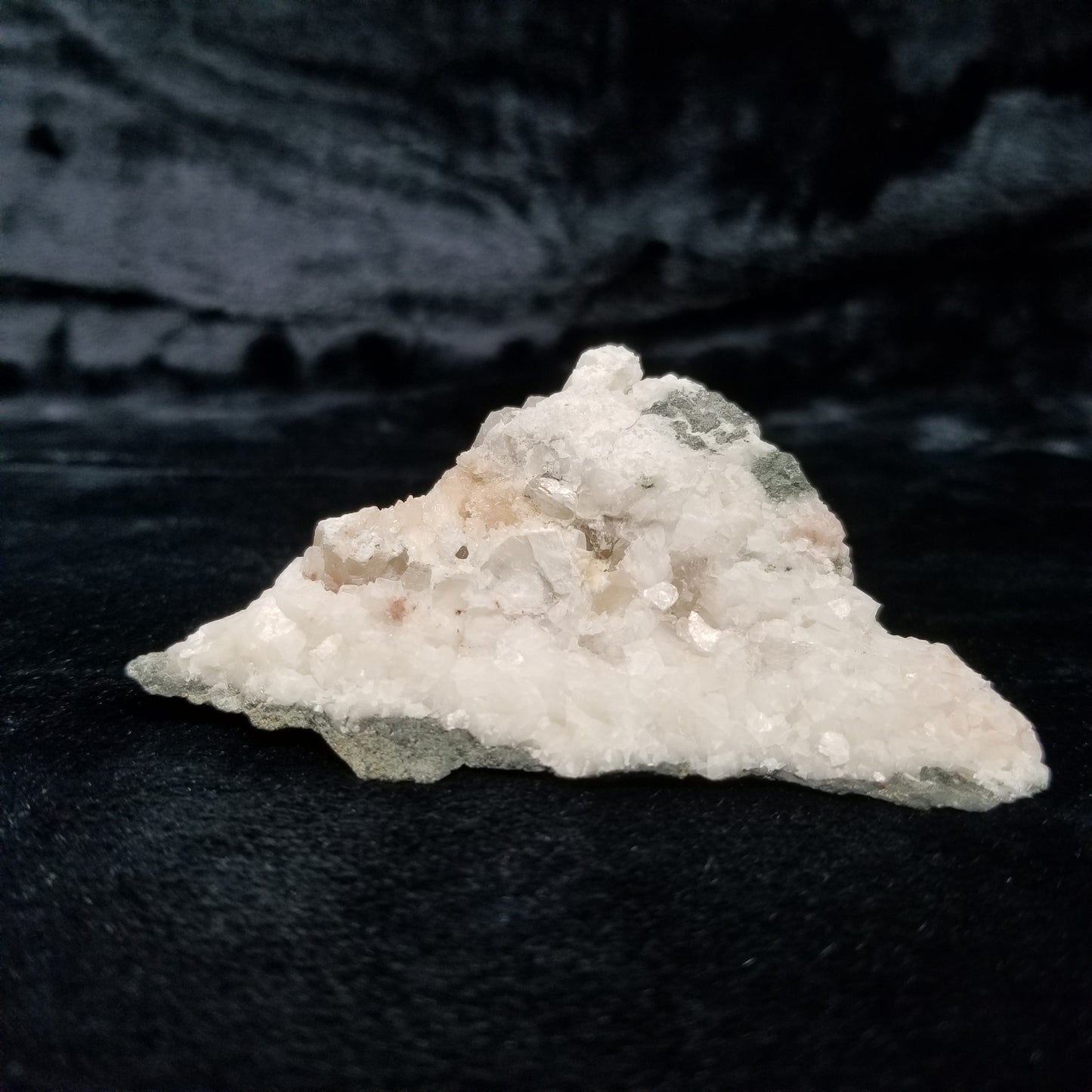 #11056 Special Calcite on white Calcite and Sedimentary matrix