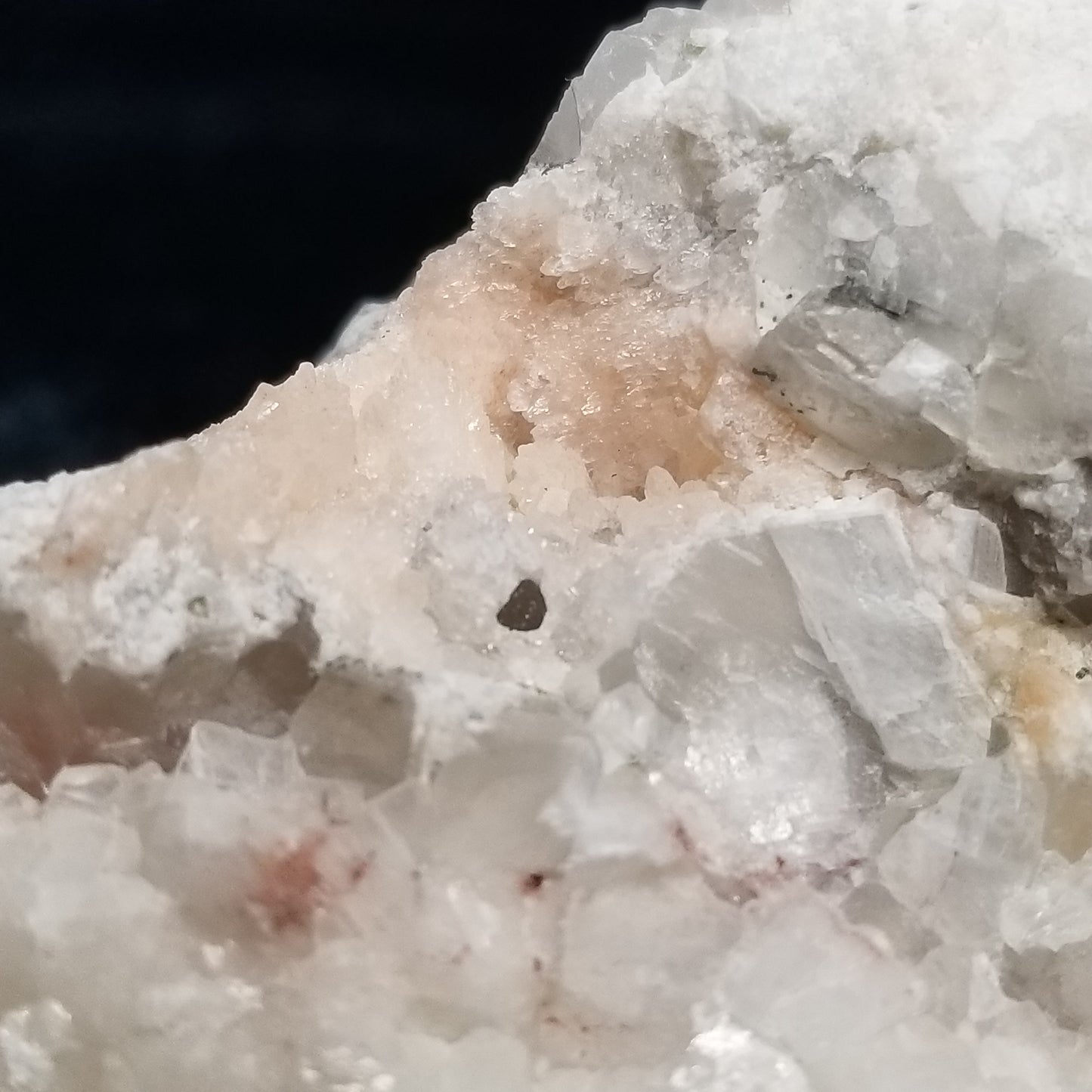 #11056 Special Calcite on white Calcite and Sedimentary matrix