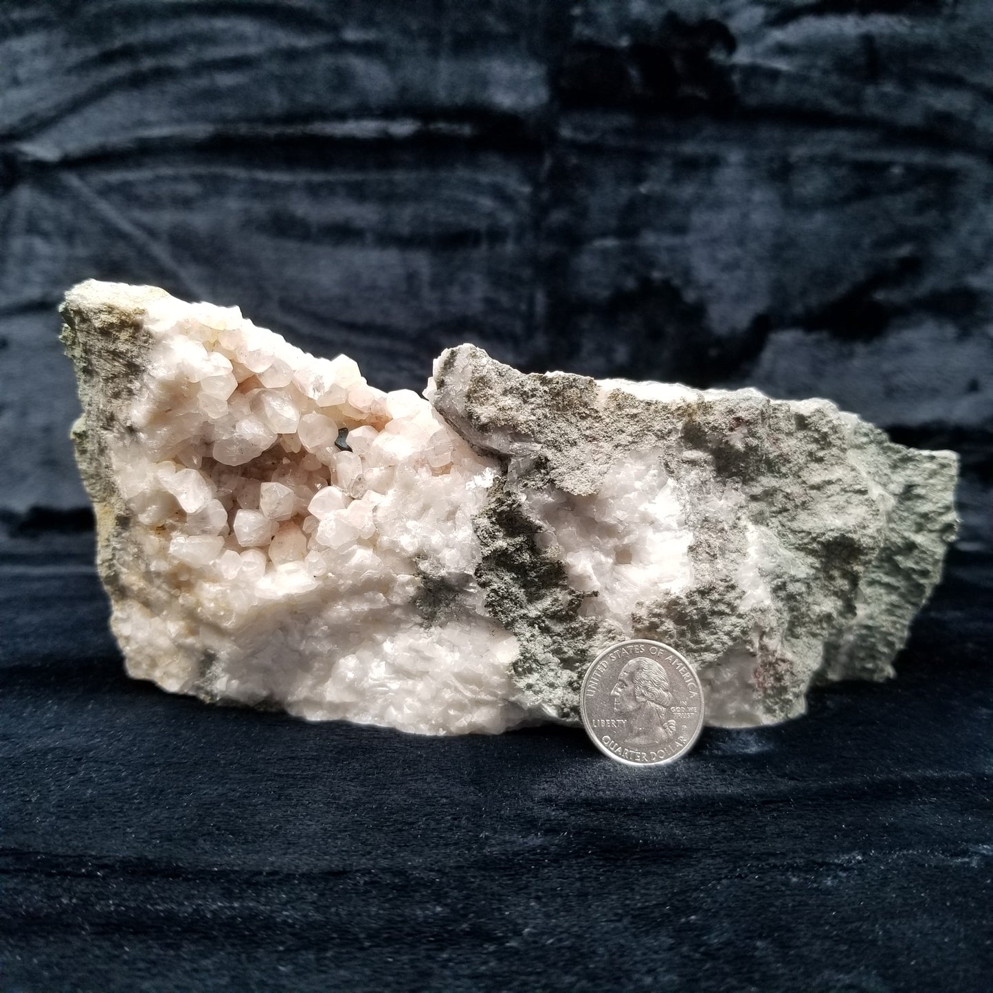 #11057 Chalcopyrite on clear Combined form Calcite with Hematite inclusions