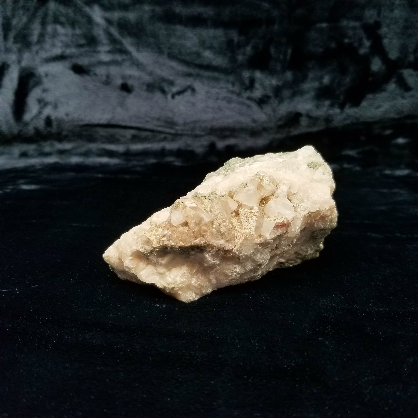 #11078 White Dolomite on Combined form Calcite and small Spirit Quartz formation on matrix