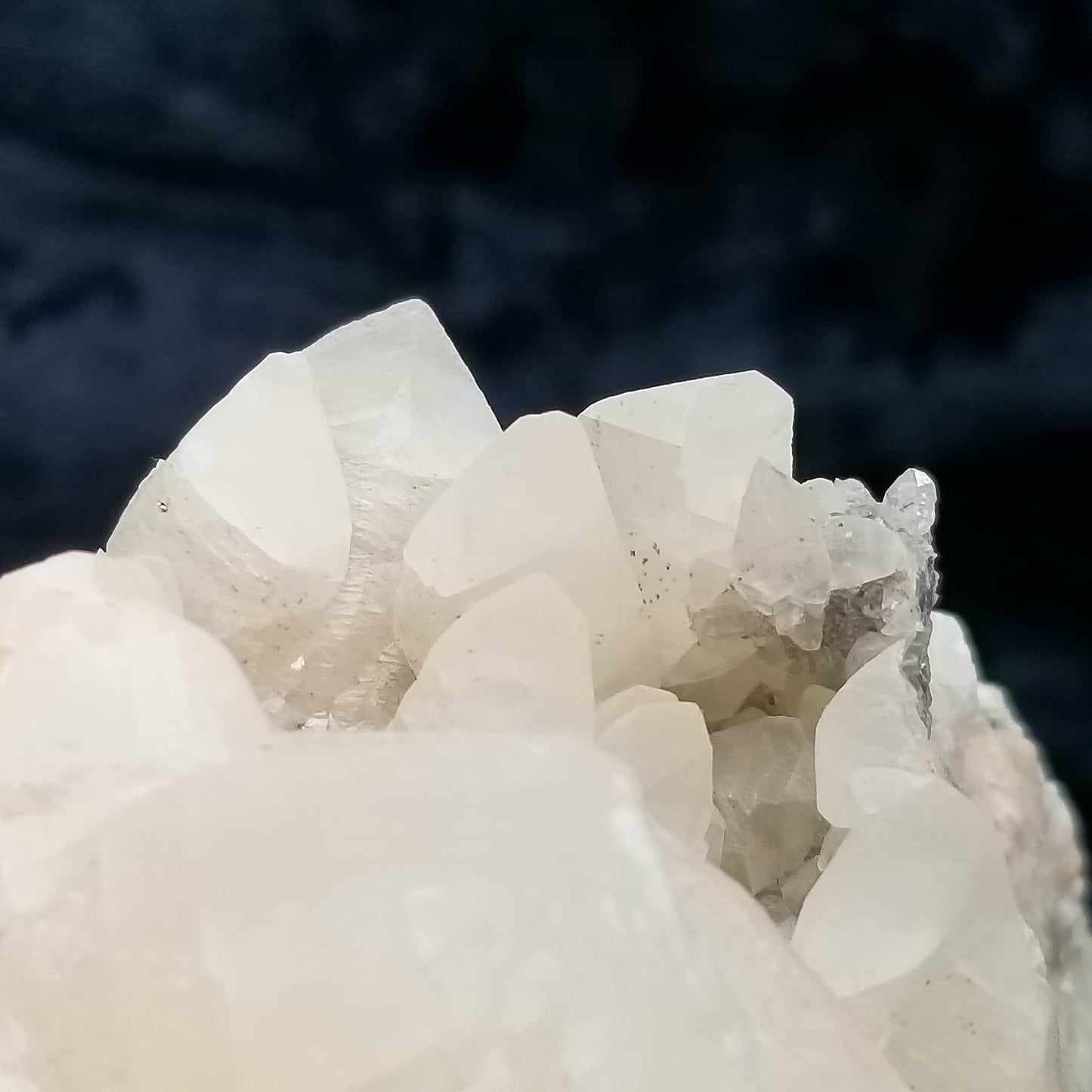 #11085 White Combined form Calcite with small Spirit Quartz on matrix